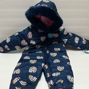 NWT Carter’s Infant Snowsuit 6/9 months Blue Rainbow Pattern